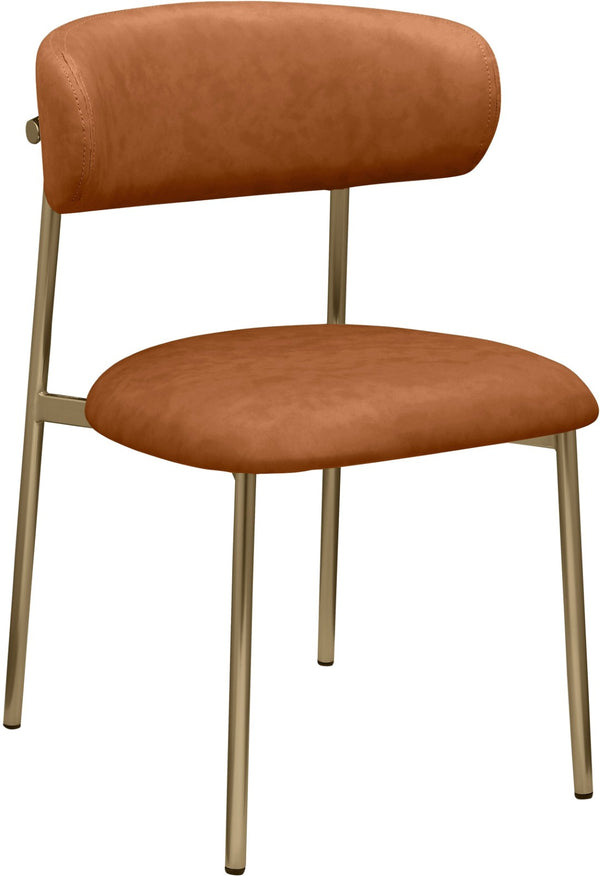 Meridian Furniture Lupita Vegan Leather Dining Chair Set of Two with Curved Back for Glam Modern Rooms Cognac 759 759Cognac-C