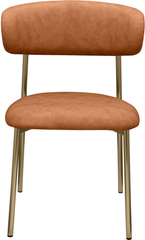 Meridian Furniture Lupita Vegan Leather Dining Chair Set of Two with Curved Back for Glam Modern Rooms Cognac 759 759Cognac-C
