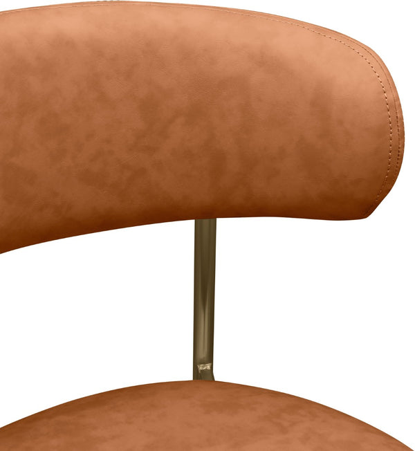 Meridian Furniture Lupita Vegan Leather Dining Chair Set of Two with Curved Back for Glam Modern Rooms Cognac 759 759Cognac-C