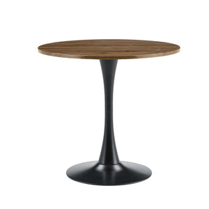 English Elm Round Faux Marble Tulip Pedestal Dining Table Mid Century Modern for Small Bistro Spaces Black,Walnut W2920P400946