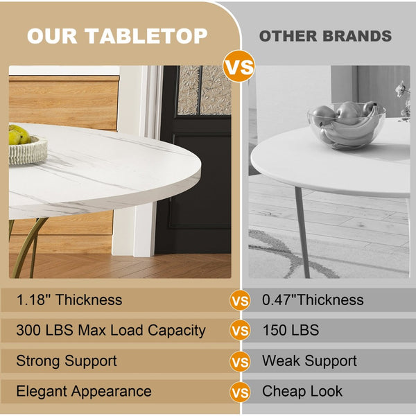 English Elm 43 Inch Expandable Round Dining Table Walnut Veneer Seats Six with Metal Storage Shelf Walnut+Gold W2700P411581