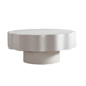English Elm Scalloped Wave Edge Coffee Table Sculptural Low Profile Modern Living Room Accent Cream White W3081P389058
