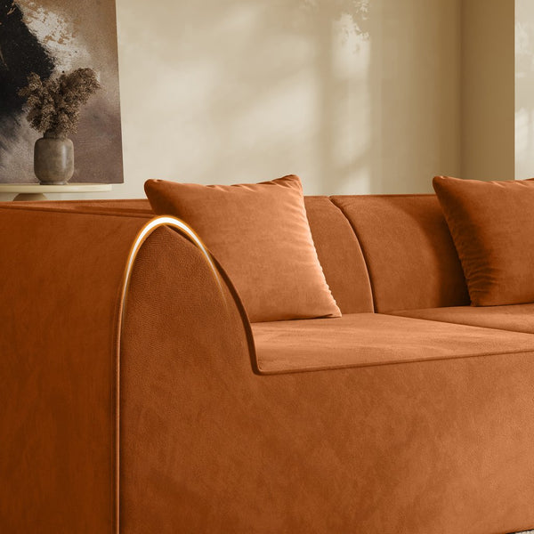 English Elm Compressed Memory Foam Sofa 2-Seater Lounger Daybed with Rectangular Pillow, Space-Saving Expandable Comfort Orange W3670S00005