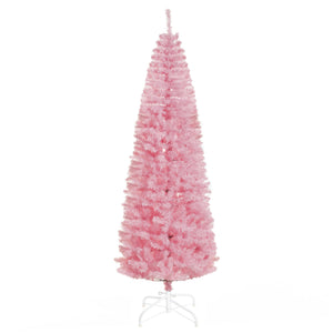 English Elm Homcom 7' Slim Pink Douglas Fir Tree With 818 Lifelike Branch Tips - Perfect For Small Spaces! W2225P229757