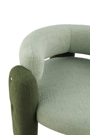 English Elm Accent Chair with Hollow Backrest for Ergonomic Support, Solid Wood Frame, Stylish Fabric Upholstery Green W1420P194059