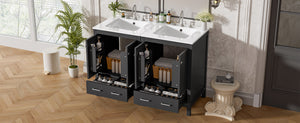 English Elm 48-Inch Modern Bathroom Vanity with Dual Ceramic Sinks, Ample Soft-Close Storage and Stylish Design Black N729P000009B
