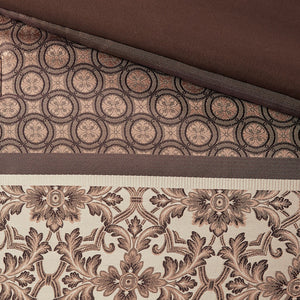 English Elm 7 Piece Comforter Set - Elegant Princeton Collection In Warm Red & Brown, Soft Jacquard Fabric B03597165