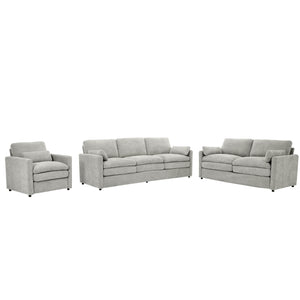 English Elm Cozy Oversized Chenille Sofa Set With Plush Double Cushions For Ultimate Comfort In Light Grey N719S001920R