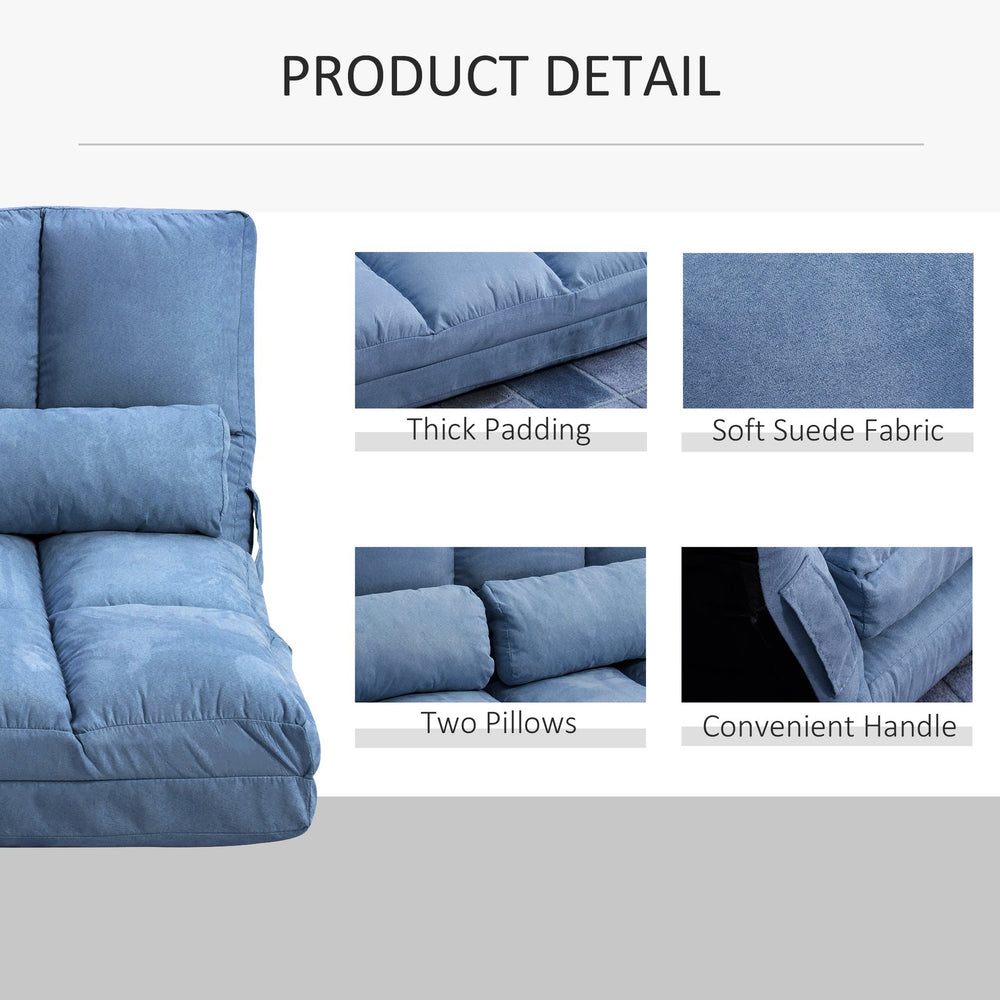 English Elm Homcom Convertible Floor Sofa Chair Bed With Adjustable Backrest & Pillows - Space-Saving Comfort W2225P217473