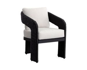 Sunpan Pylos Dining Armchair - Stylish Outdoor Seating with Durable Wicker and Soft Performance Fabric Cushion Black / Louis Cream