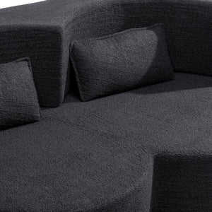 English Elm Folding Floor Futon Sofa Sleeper in Plush Teddy Velvet for Studio or Guest Rooms Black W3739P368635