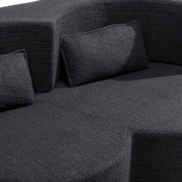 English Elm Folding Floor Futon Sofa Sleeper in Plush Teddy Velvet for Studio or Guest Rooms Black W3739P368635