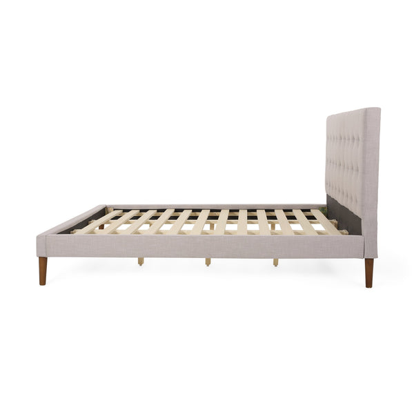 English Elm Christopher Knight Home® - UPHOLSTERY King Size Bed Light Grey Upholstered Button Tufted Headboard Contemporary Fabric Elegant Upgrade N761S6726603L