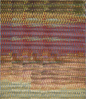 Unique Loom Outdoor Modern Wavy Machine Made Geometric Rug Multi, Beige/Blue/Brown/Cream/Green/Red/Navy Blue/Olive/Orange 10' 0" x 12' 2"