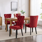 English Elm Classic Velvet Dining Chairs, High-End Tufted Solid Wood Contemporary Velvet Upholstered Dining Chair With Wood Legs Nailhead, Set Of 2,Burgundy, Wine Red,Sw2001Wr