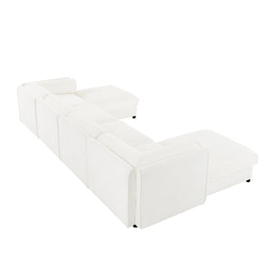 English Elm Modular Sectional Sofa With Hidden Storage, Luxurious Chenille U-Shaped Couch For Modern Living W714S01043