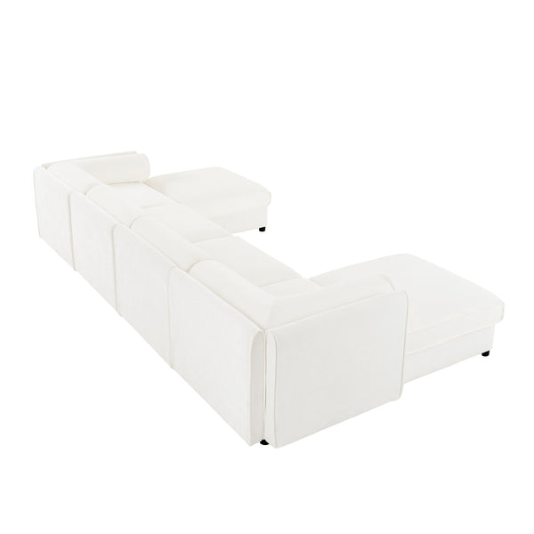 English Elm Modular Sectional Sofa With Hidden Storage, Luxurious Chenille U-Shaped Couch For Modern Living W714S01043