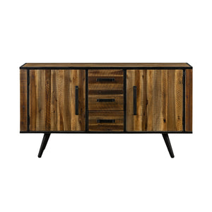English Elm Dorvelle Rustic Acacia Buffet Cabinet 57" Wide Brown Wood & Metal with Soft-Close Drawers, 57"W B2736P354316