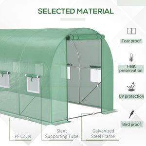 English Elm Outsunny Walk-in Hoop Greenhouse Steel Frame Pe Cover Ventilation for Year-round Growing W2225P217790
