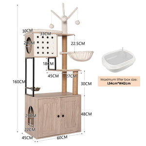English Elm Cat Condo Tower with Hidden Litter Enclosure Sisal Posts and Feeding Station W1687P304380