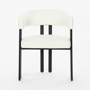 English Elm Modern Barrel Dining Chairs Set of 2 Faux Leather Wraparound Seat Metal Frame White Pu W3394P444215