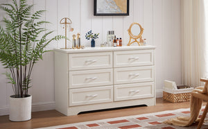 English Elm Modern Antique-Style 3-Drawer Chest with Gold Frame Knobs, Waterproof MDF, Anti-Tip Safety Design White W1668P162671