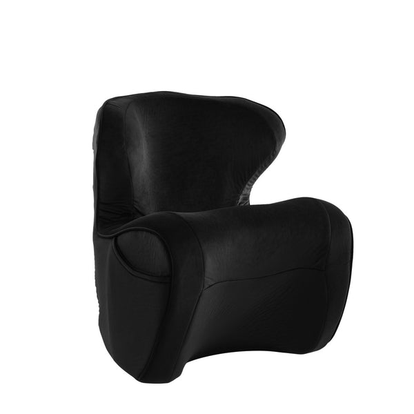 English Elm Ergonomic Floor Chair Velvet Upholstered Lumbar Support Seat for Reading Nook or Lounge Black W1097P462006