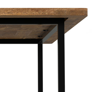 English Elm Campbell Burnt Wax Dining Table - Solid Mango Wood, Industrial Black Iron Base, 72"x36" Seating 6, Durable Finish B136P203493