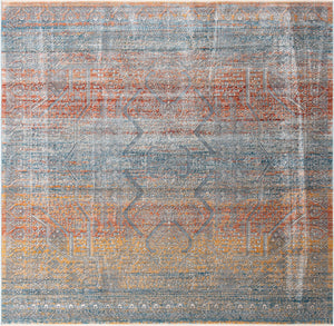 Unique Loom Newport Kingscote Machine Made Border Rug Multi, Ivory/Light Blue/Light Salmon/Rust Red/Terracotta 10' 2" x 10' 2"