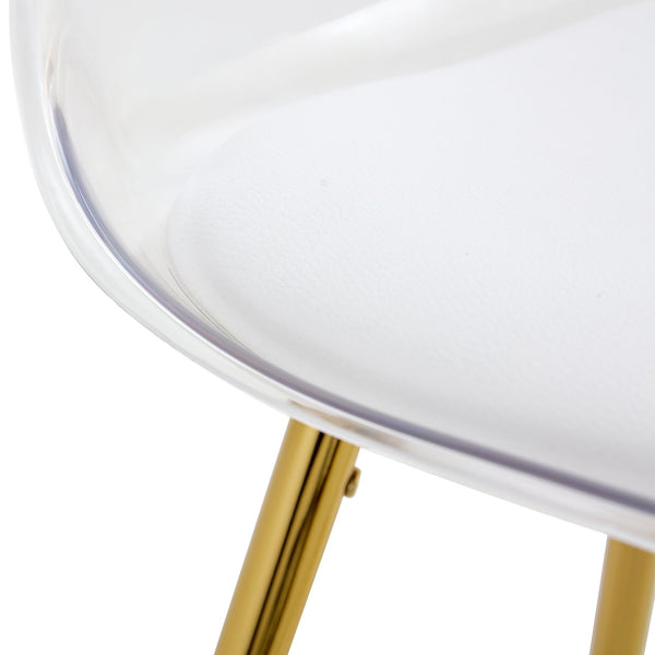 English Elm Modern White+Gold Upholstered Bar Chair with Metal Legs — Compact Water-Resistant PU Seating for Kitchen, Dining, Terrace (Easy Assembly) W1151P154368