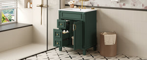 English Elm 24" Elegant Bathroom Vanity With Ceramic Sink - Space-Saving Design, 2 Drawers & Adjustable Shelf N710P318990F