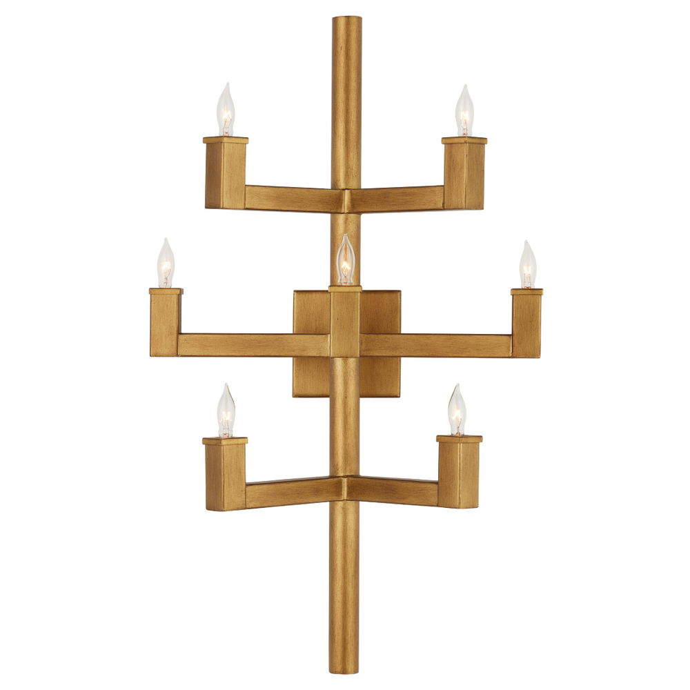 Andre Brass Wall Sconce - Modern Wrought Iron Design with Minimalist Candle Arms for Chic Elegance