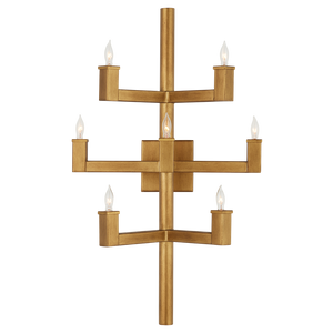 Andre Brass Wall Sconce - Modern Wrought Iron Design with Minimalist Candle Arms for Chic Elegance