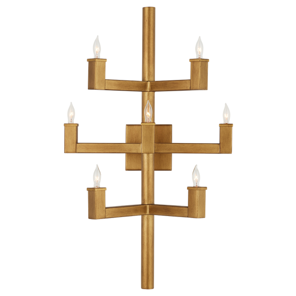 Andre Brass Wall Sconce - Modern Wrought Iron Design with Minimalist Candle Arms for Chic Elegance