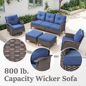 English Elm 73.4" Wide Pe Wicker Outdoor Sofa with Olefin Cushions for Patio or Porch T3773P419698