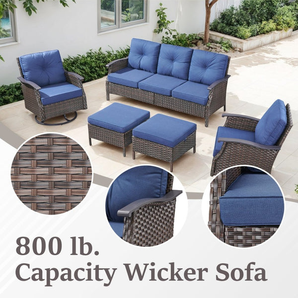 English Elm 73.4" Wide Pe Wicker Outdoor Sofa with Olefin Cushions for Patio or Porch T3773P419698