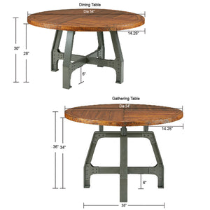 JLA Home INK+IVY - Round Industrial Acacia Dining Table — Seats 6, Warm Amber Solid Wood Top & Graphite Metal Frame Charm II121-0036