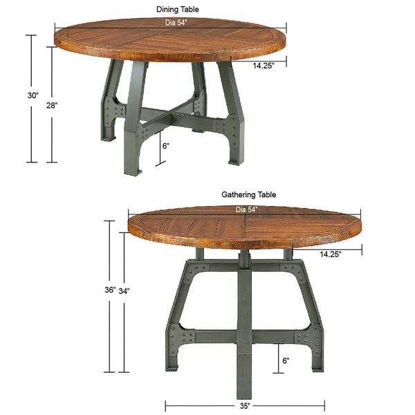 JLA Home INK+IVY - Round Industrial Acacia Dining Table — Seats 6, Warm Amber Solid Wood Top & Graphite Metal Frame Charm II121-0036