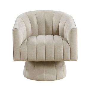 English Elm Taupe Velvet Swivel Chair with Channel-Stitched Barrel Back, High-Density Foam, 300lb Sturdy Frame B011P329262