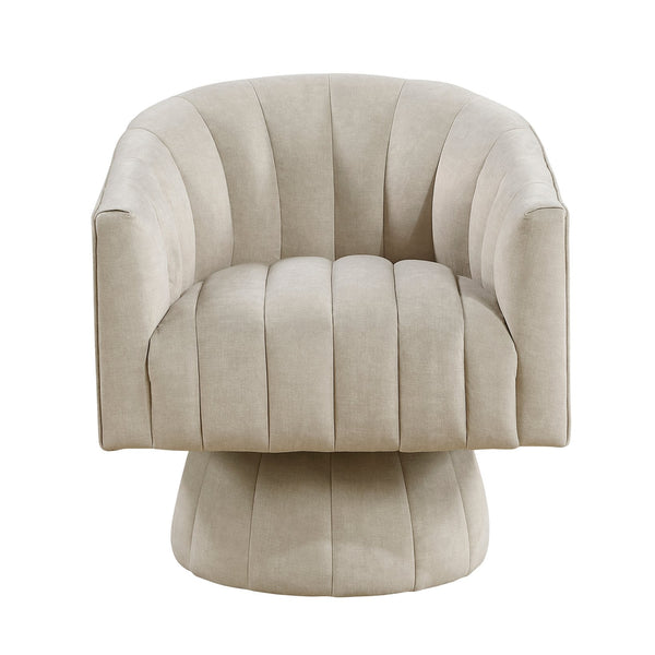 English Elm Taupe Velvet Swivel Chair with Channel-Stitched Barrel Back, High-Density Foam, 300lb Sturdy Frame B011P329262