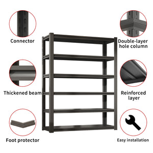 English Elm 82"H 6-Tier Metal Shelves - 2400LB Heavy Duty Adjustable Garage Rack, Easy Tool-Free Assembly, Versatile Storage T2398P252494