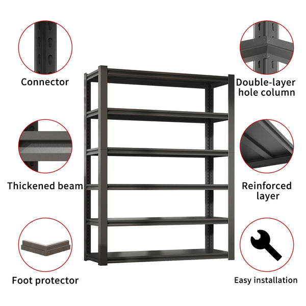 English Elm 82"H 6-Tier Metal Shelves - 2400LB Heavy Duty Adjustable Garage Rack, Easy Tool-Free Assembly, Versatile Storage T2398P252494