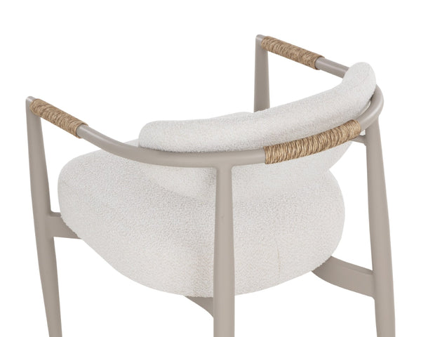 Sunpan MARITA Outdoor Dining Armchair - Contemporary Wicker Weave for Stylish Patio Comfort and Durability Greige 112102V