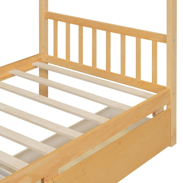 English Elm Twin House Bed Solid Pine Kids Cottage Frame with Storage Drawers Imaginative Room N708P309245M