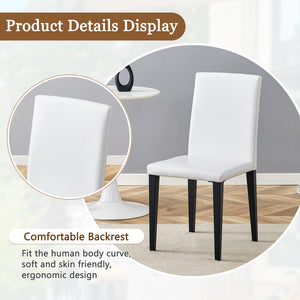 English Elm Table And Chair Set – Modern Glass Top Dining Table With 6 White Pu Chairs For Stylish Comfort W1151S03811-GIGA