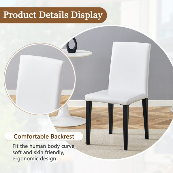 English Elm Table Set: Modern Dining Table With Glass Top & Artistic Legs Paired With 4 Comfortable Pu Chairs W1151S03810-GIGA