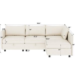 English Elm Modular Sectional Sofa - Versatile Sleeper With Storage, Soft Chenille Fabric, Perfect For Living Rooms W680S00024