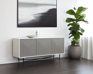 Sunpan VENTANA Sideboard - Large Artisan-Crafted Mango Wood with Modern Metal Frame for Unique Storage Solutions 108782