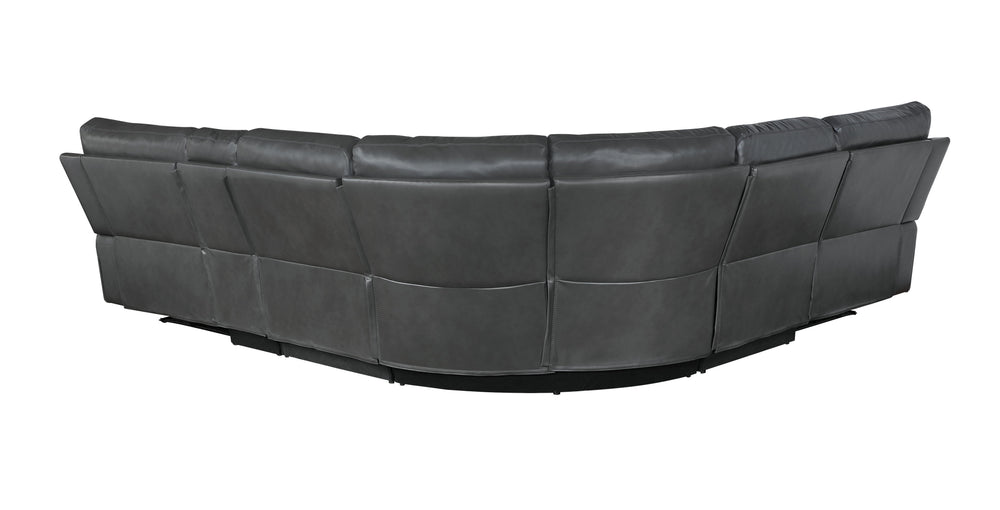 English Elm Saul Gray Faux Leather Power Motion Sectional Sofa with USB Ports, Cupholder Console & Storage B2726S00122