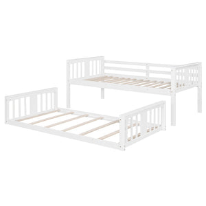 English Elm Twin Over Kids Bunk Bed Solid Pine Frame Gray Finish with Safety Guardrail N708P242163K